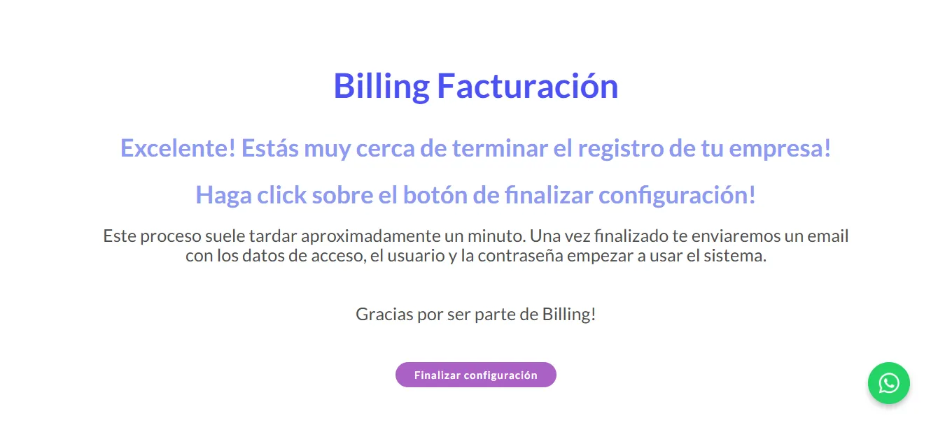 Creando cuenta Billing