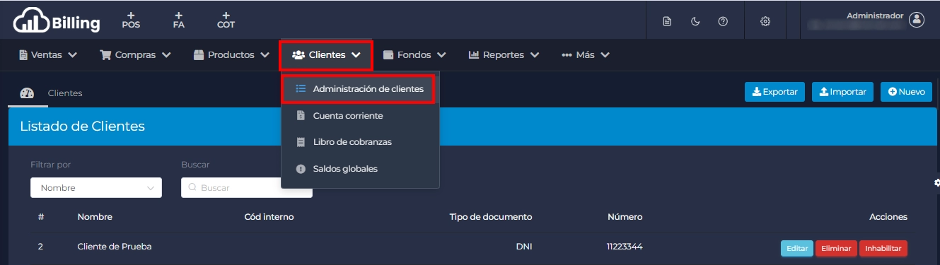 Clientes Billing