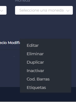 Productos Billing